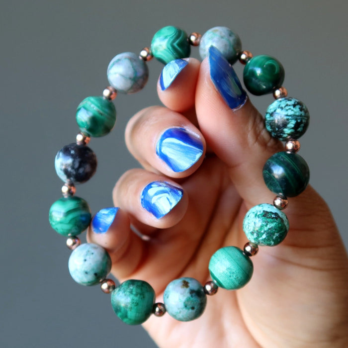 Chrysocolla Malachite Bracelet Goddess Copper Beads