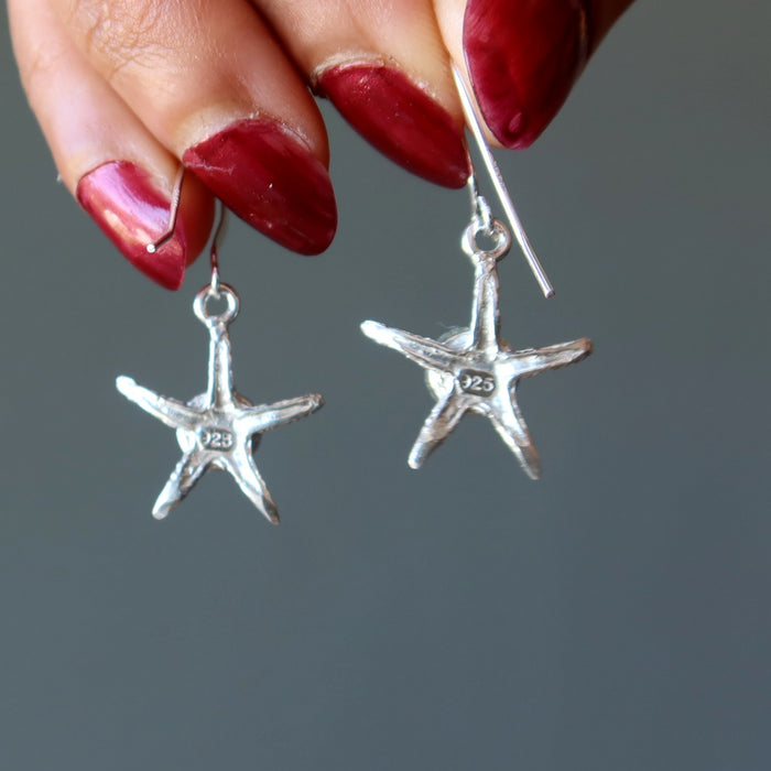 Larimar Earrings Love Sea Blue Starfish Stones Sterling Silver