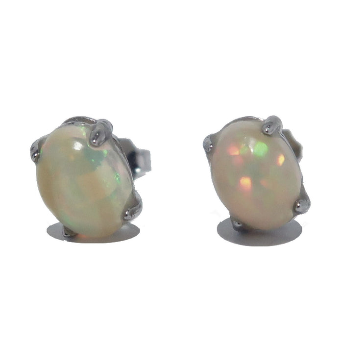 Opal Earrings Lover of Light Rainbow Fire Gemstone Sterling Studs