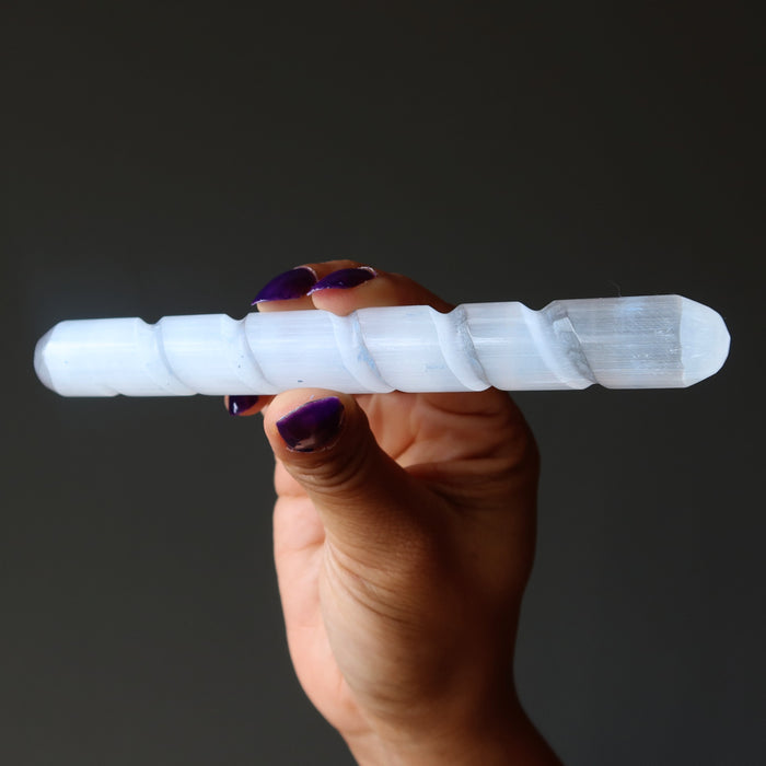 Selenite Wand White Massage Moonbeam Carved Crystal