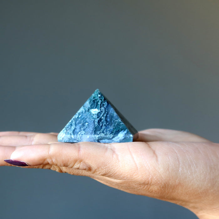 Moss Agate Pyramid Power of Life Natural Healing Crystal