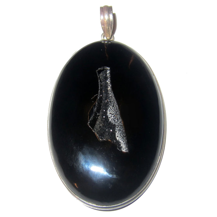 Black Agate Pendant Sparkling Soul Druzy Quartz Cave Sterling Silver