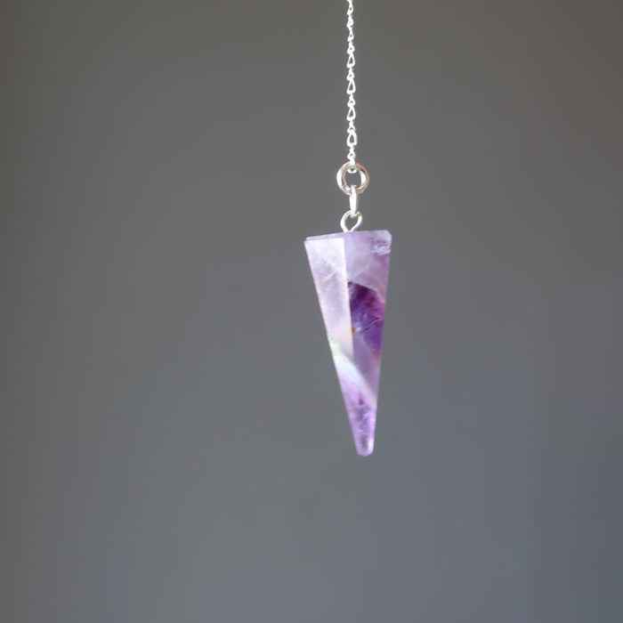 light purple amethyst pendulum on sterling silver chain