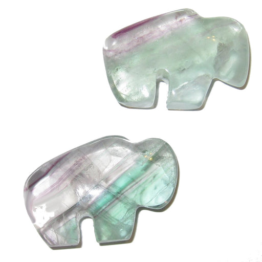 Fluorite Buffalo Pair Natural Green Purple Stones Spirit Animal Gems