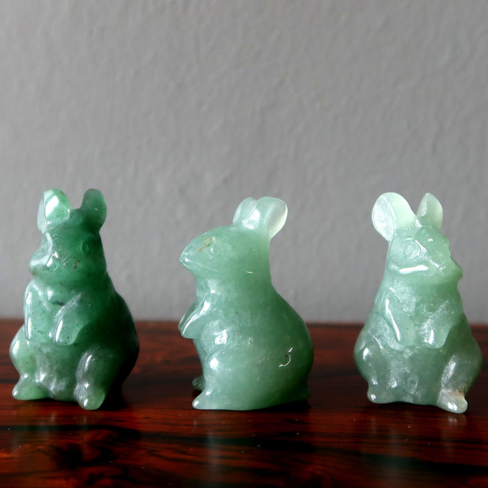 Green Aventurine Rabbit Abundance Adventure Animal Figurine
