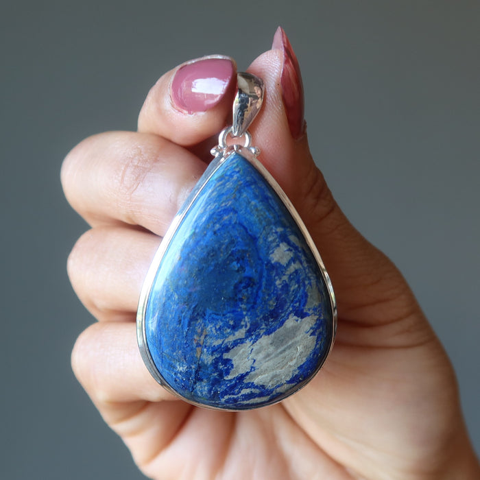 Azurite Pendant Save the Blue World Healer Crystal Sterling