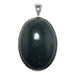 dark green bloodstone oval with red and yellow inclusions set in silver pendant