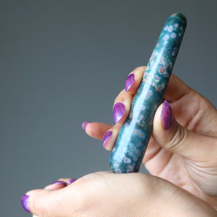 Bloodstone Massage Wand Gather and Heal Green Red Crystal