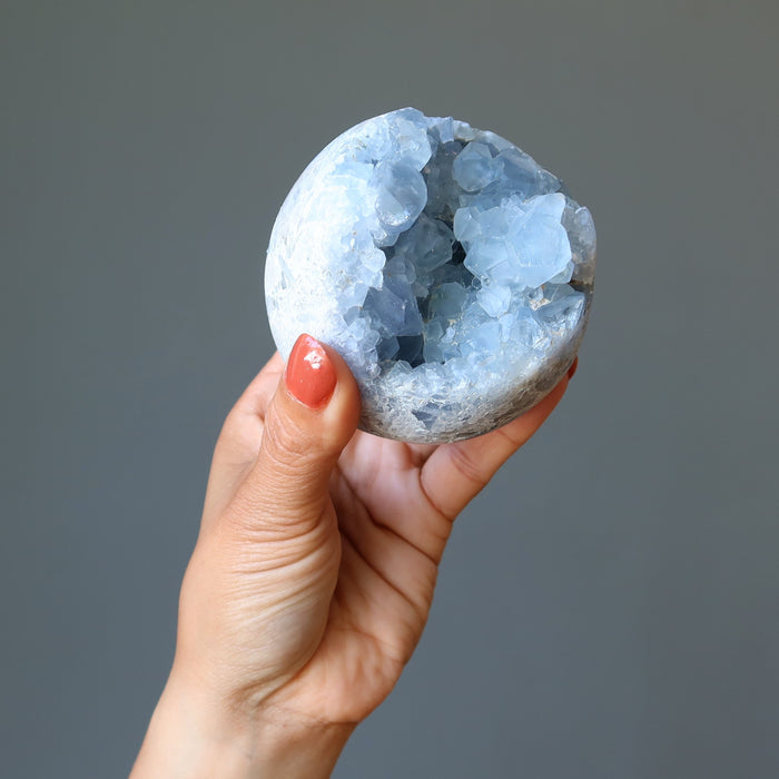 Celestite Sphere Cluster Consciousness Blue Geode Crystal Ball