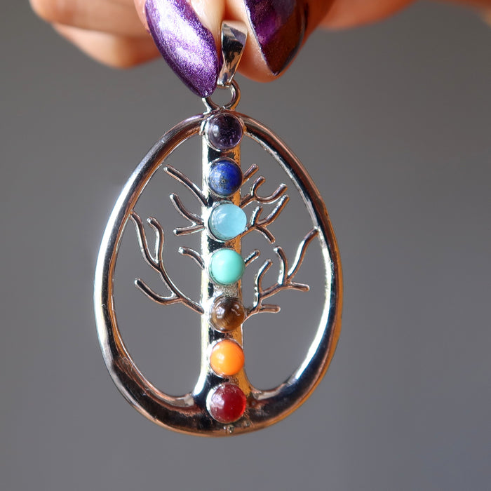 chakra tree of life pendant