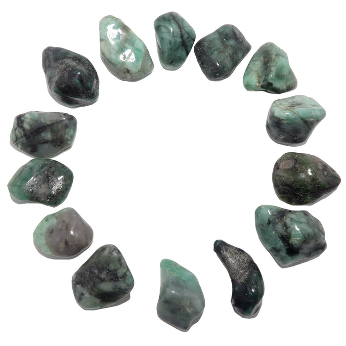 tumbled emerald stones set of 14