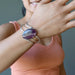 wearing Purple Fluorite Cuff Bracelet 