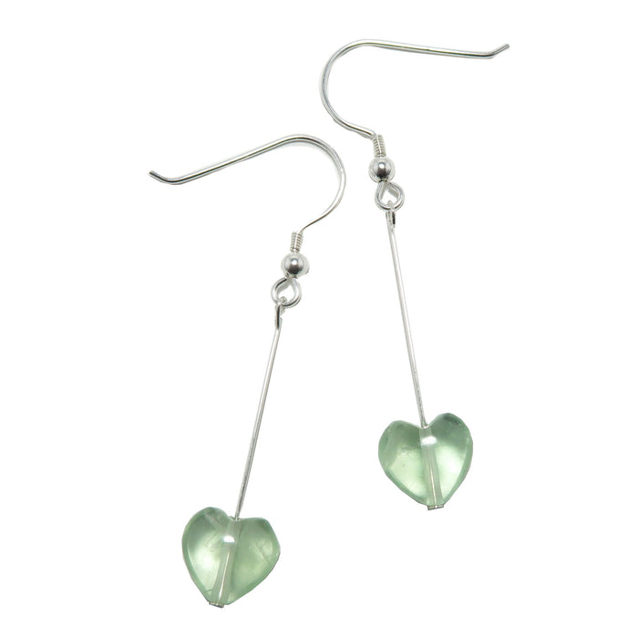 Fluorite Earrings Crystal Clear Mission of Heart Green Gems