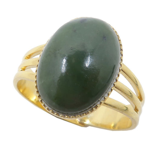 nephrite jade oval in gold adjustable ring