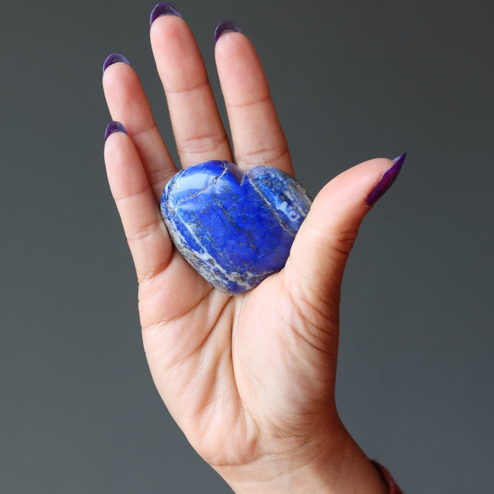 lapis lazuli heart in hand