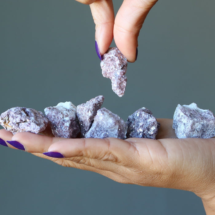 Lepidolite Raw Crystal Set Glitter Rough Purple Spirit Stones