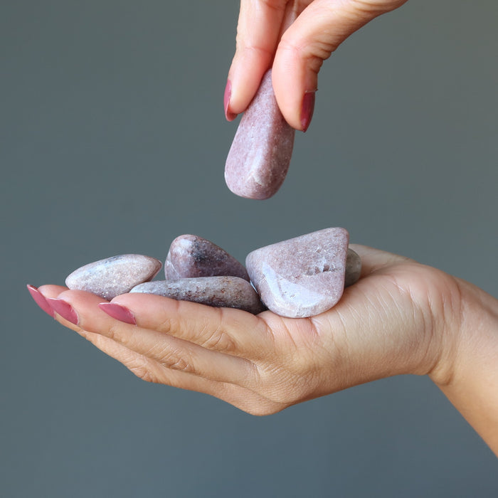 Lepidolite Tumbled Stones Hello Healing Purple Gemstones