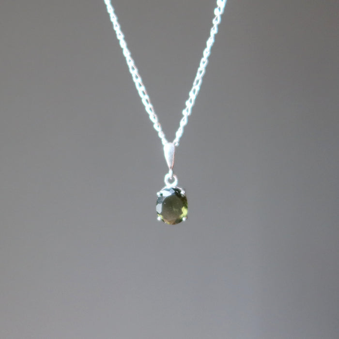 faceted moldavite necklace