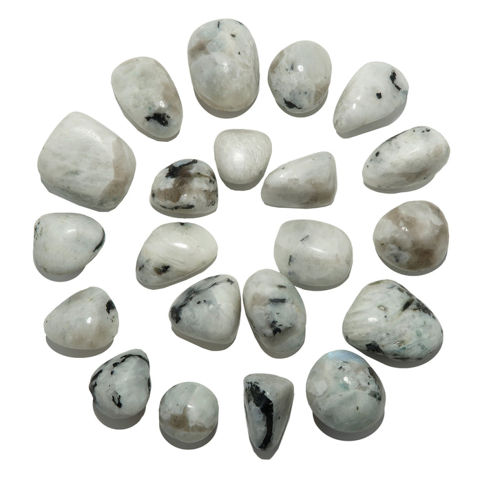 set of 21 moonstone tourmaline tumbled stones