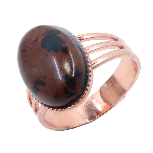 mahogany obsidian oval in copper adjustable ring