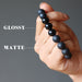 matte and polished glossy beaded round black onyx stretch bracelet