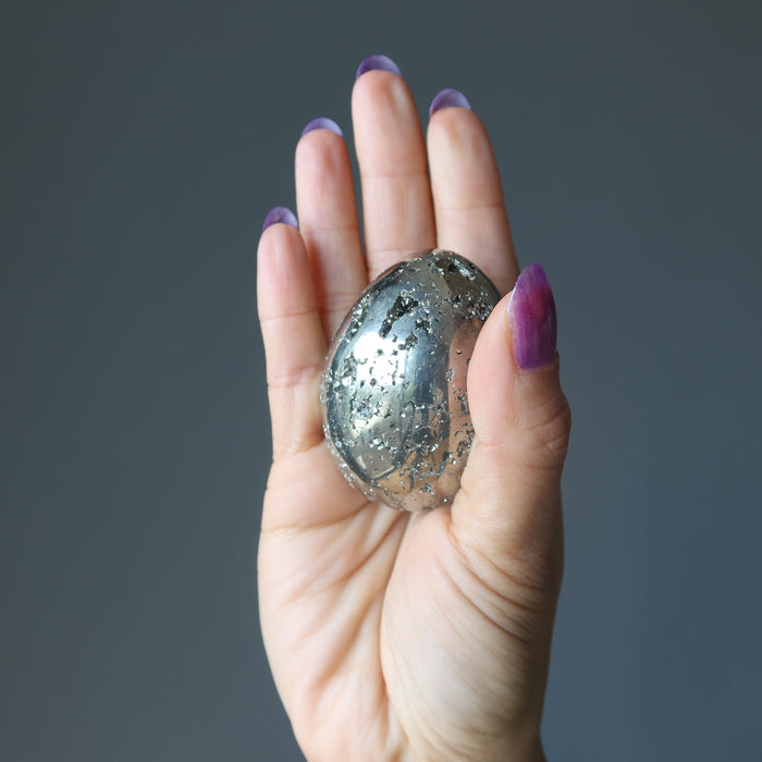 Pyrite Egg Golden Prosperity Luxe Life Natural Shiny Healing Crystal