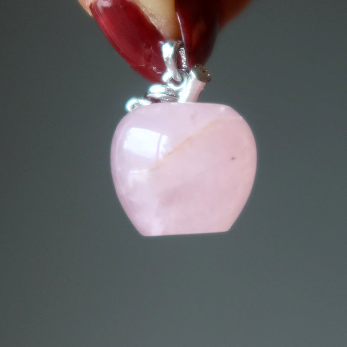 Rose Quartz Pendant Pink Apple Fruit of Love Crystal Gem