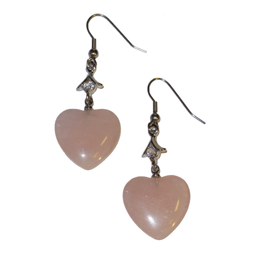 rose quartz heart earrings with sparkling crystal accents 