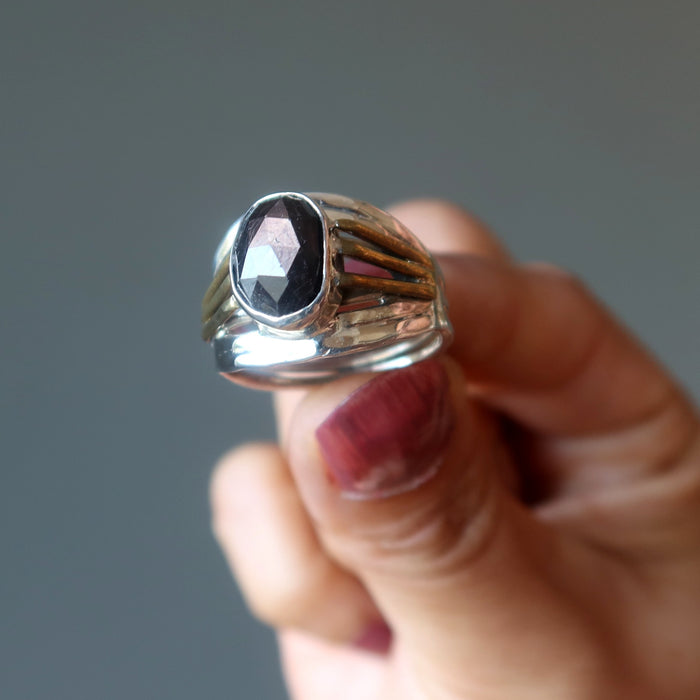 Sapphire Ring Black Bling Abundance Stone Sterling Silver