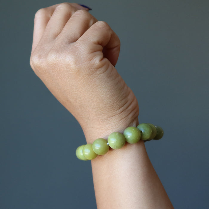 Serpentine Bracelet Past Present Future Life Healing Gem Olive