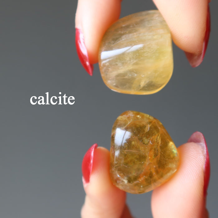 Solar Plexus Chakra Tumbled Stone Set Sun-Earth Septarian Calcite Aragonite