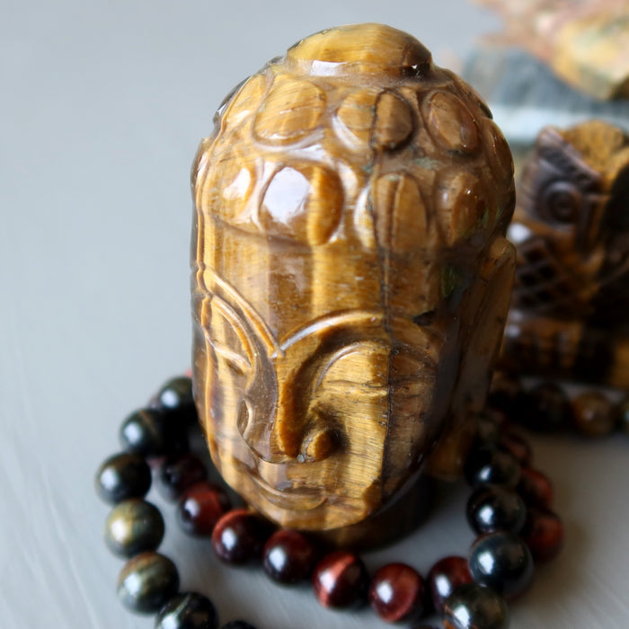 tigers eye buddha head, bracelets and owl