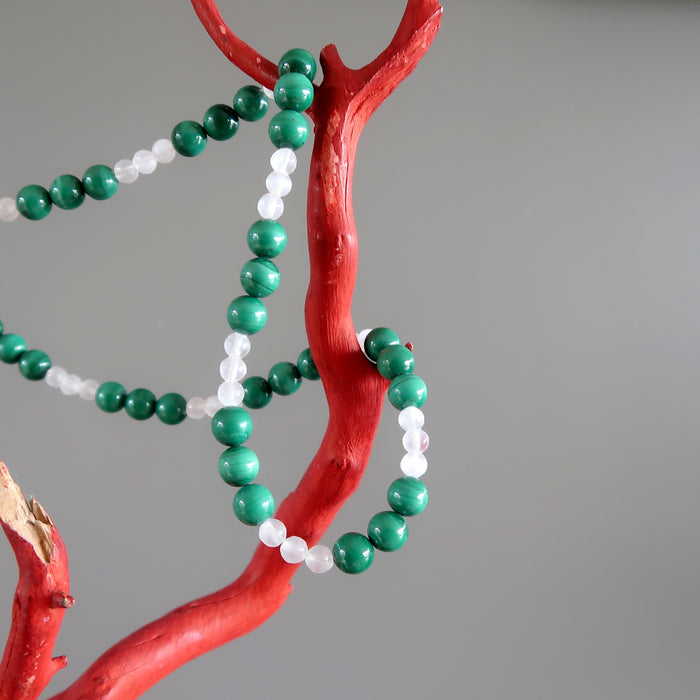 Malachite & Selenite Necklace - Christmas Jewelry Gift Guide