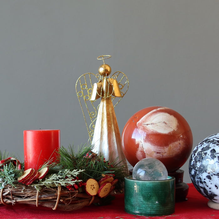 crystal spheres and christmas decorations