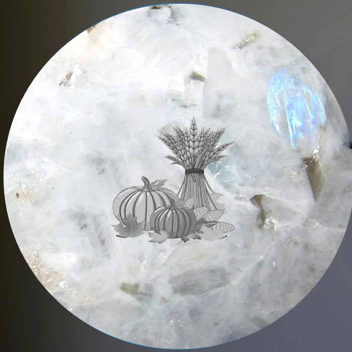 rainbow moonstone sphere representing the full moon