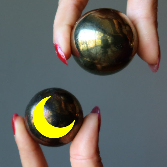 chalcopyrite spheres with new moon