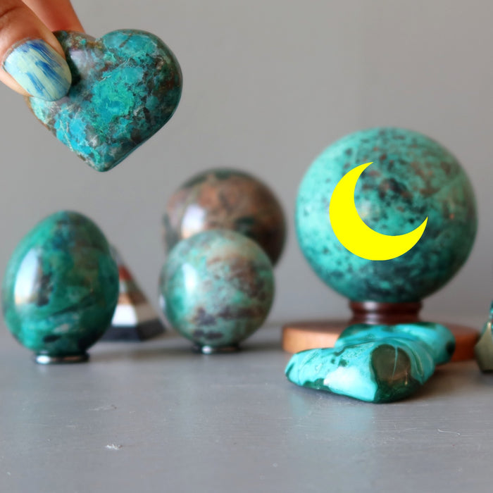 chrysocolla stones with new moon