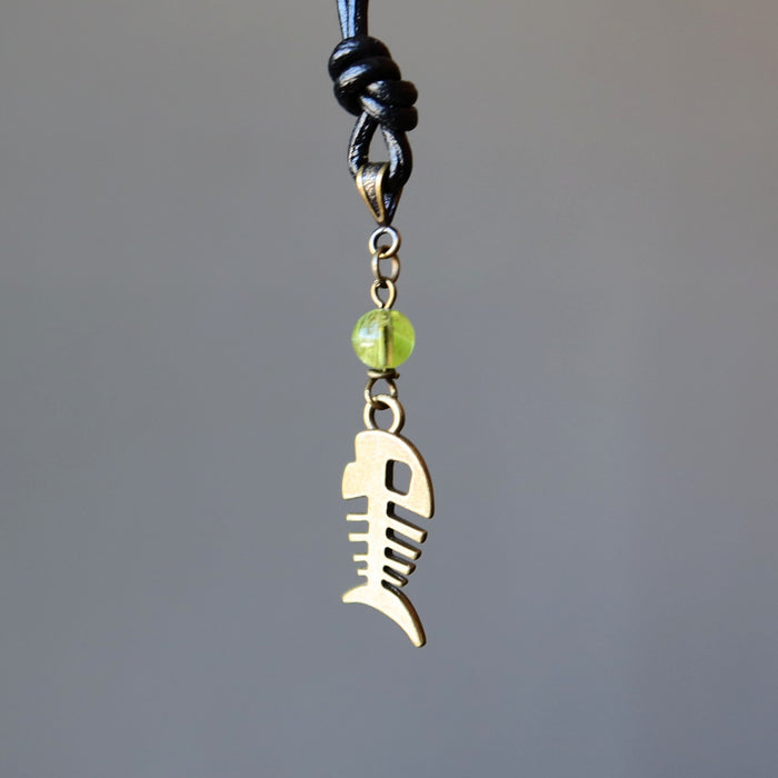 peridot fishbone necklace