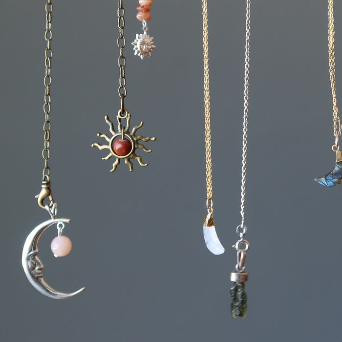 moon, sun and meteorite jewelry