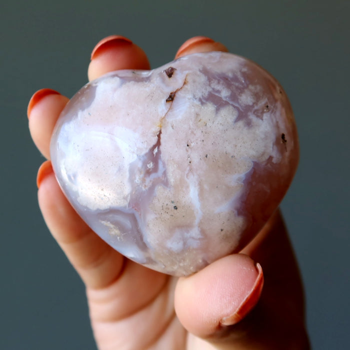 Flower Agate Heart Romance Blooms Love Chalcedony Crystal