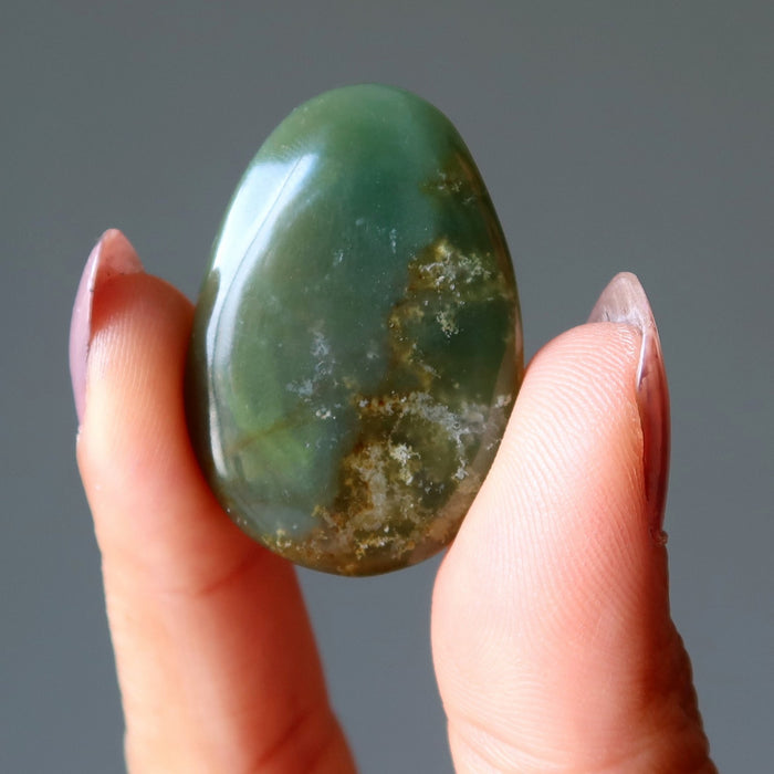 Moss Agate Cabochon Triple Jewels of Mystical Forest Gems