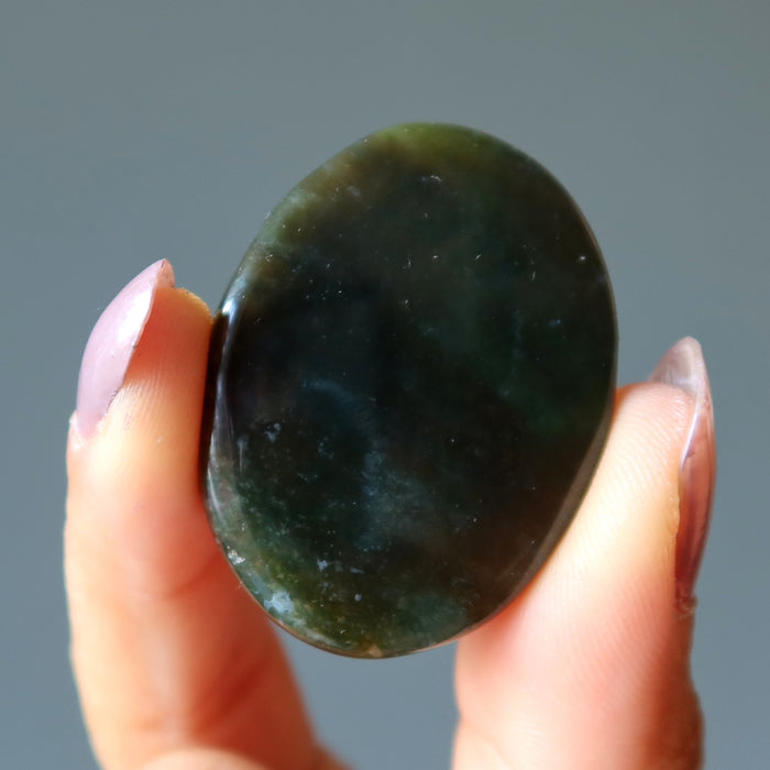 Moss Agate Cabochon Beauty in the Mirror Oval Red Jasper Gem