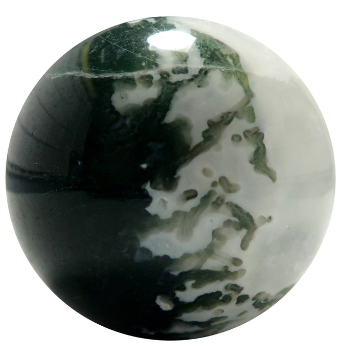 Moss Agate Sphere Flourishing Green Tree White Snow Crystal Ball