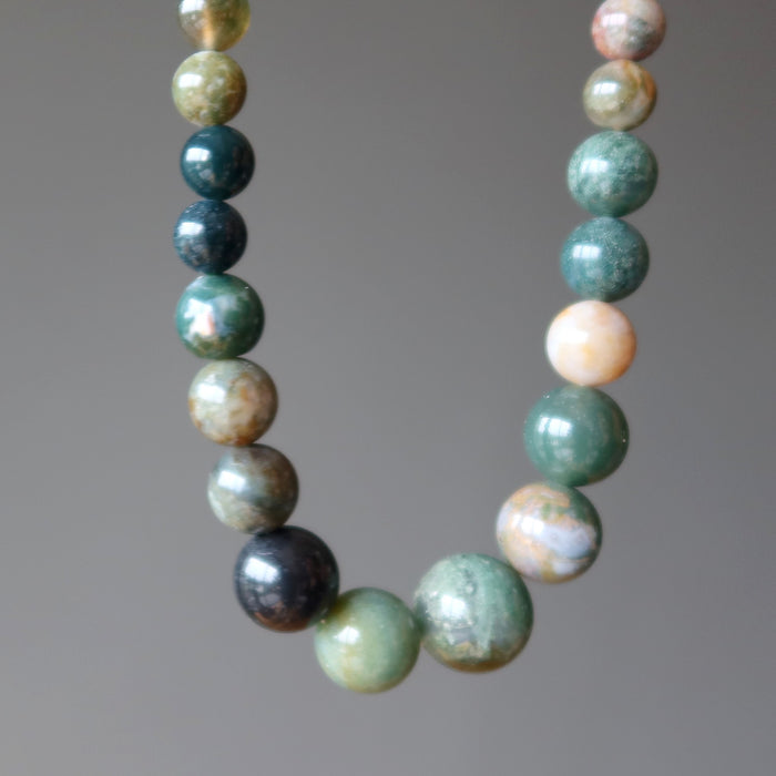 Moss Agate Necklace Beautiful Colors of Nature Beaded Gemstone