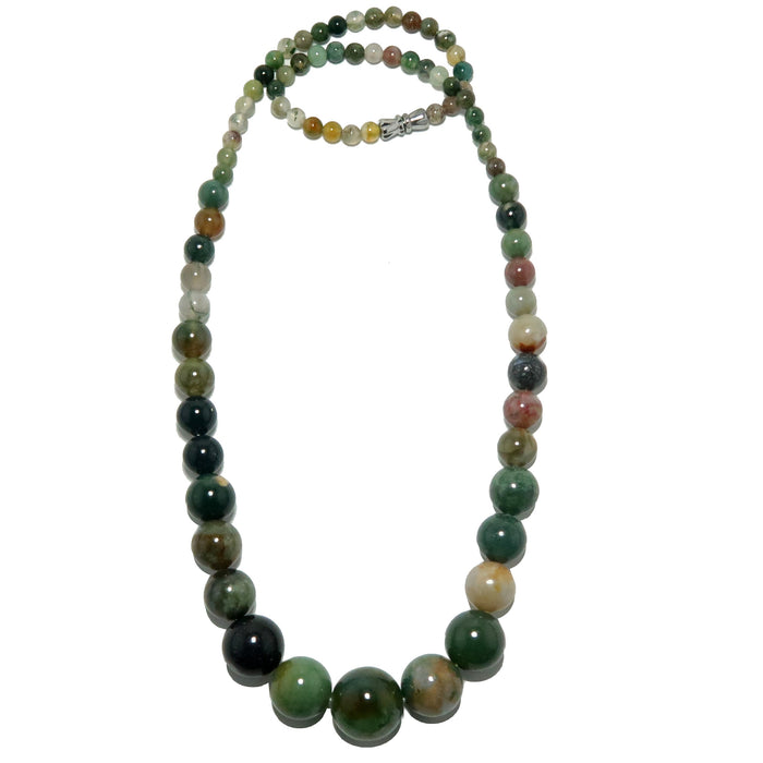 Moss Agate Necklace Beautiful Colors of Nature Beaded Gemstone