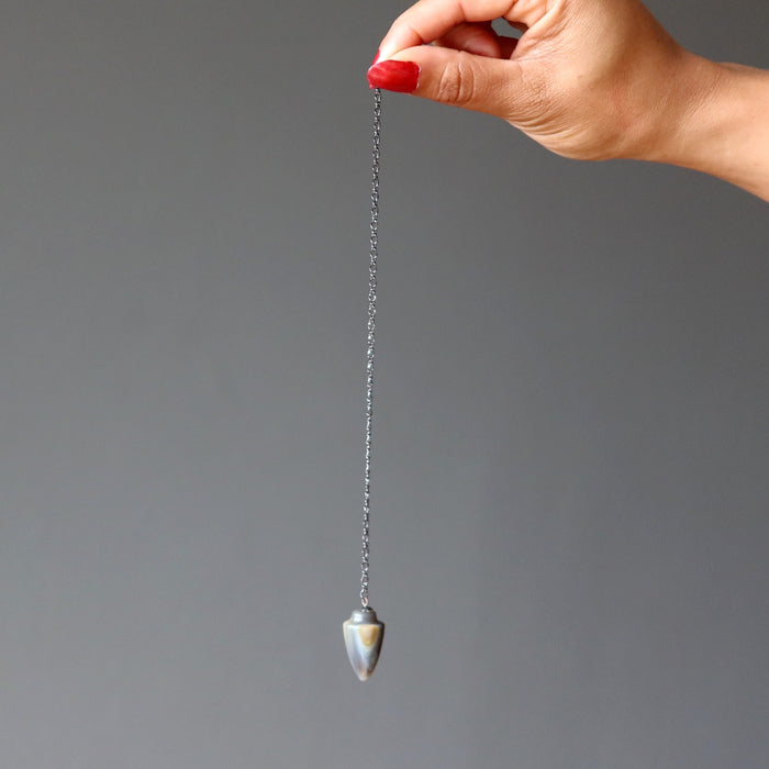 Colorful Lace Agate Pendulum Grounded Instincts Gray Dowsing Crystal
