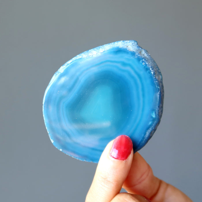 Blue Agate Charger Wisdom Pool Crystal Stone Plate Slab