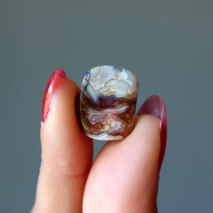 Colorful Lace Agate Tumbled Stone Gift of Grounding Crystals