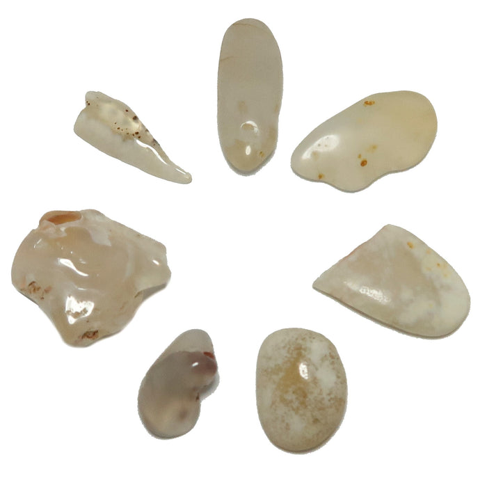 7 white agate tumbled stones