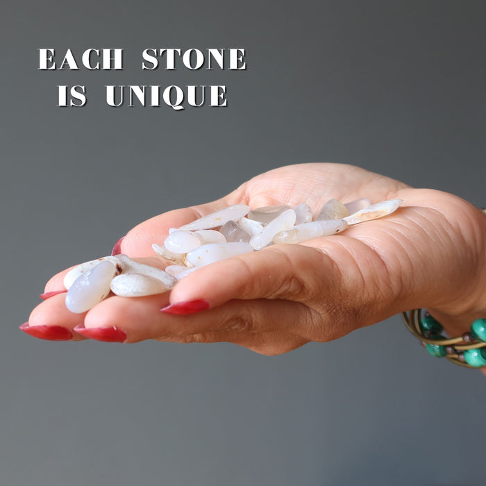 white agate tumbled stones
